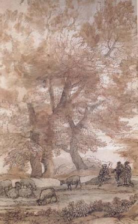 Claude Lorrain Trees,Figures,and sheep (mk17) Germany oil painting art